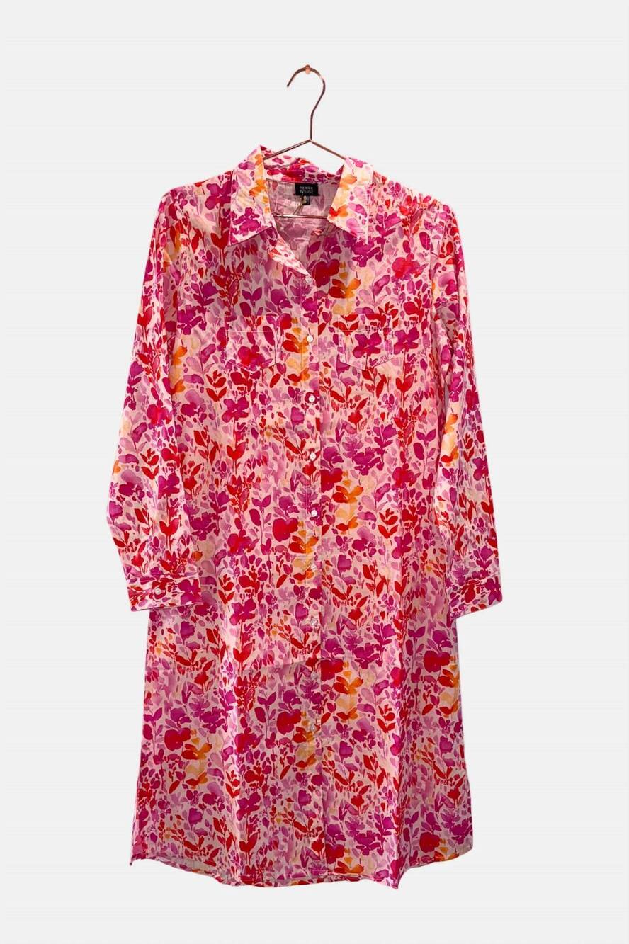 NEW TERRE ROUGE women's long sleeve maxi dress in pink floral